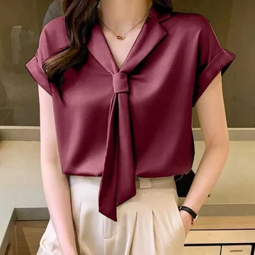 Blouse Wanita Style Korea Model Hyesun Lengan Pendek Atasan Polos Basic Casual Jumbo Big Size