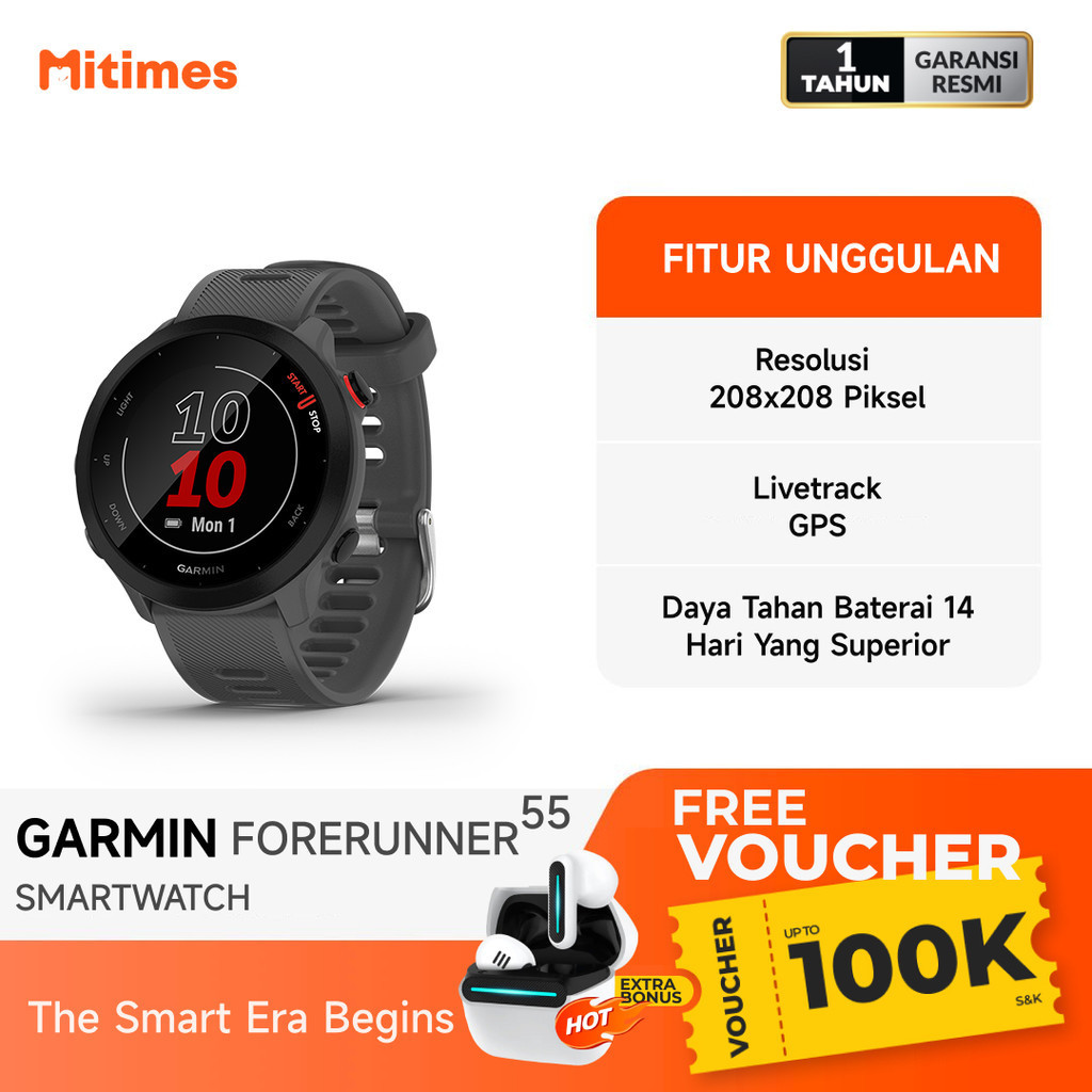 Jual Garmin Forerunner 55 Smartwatch Garansi Resmi | Shopee Indonesia