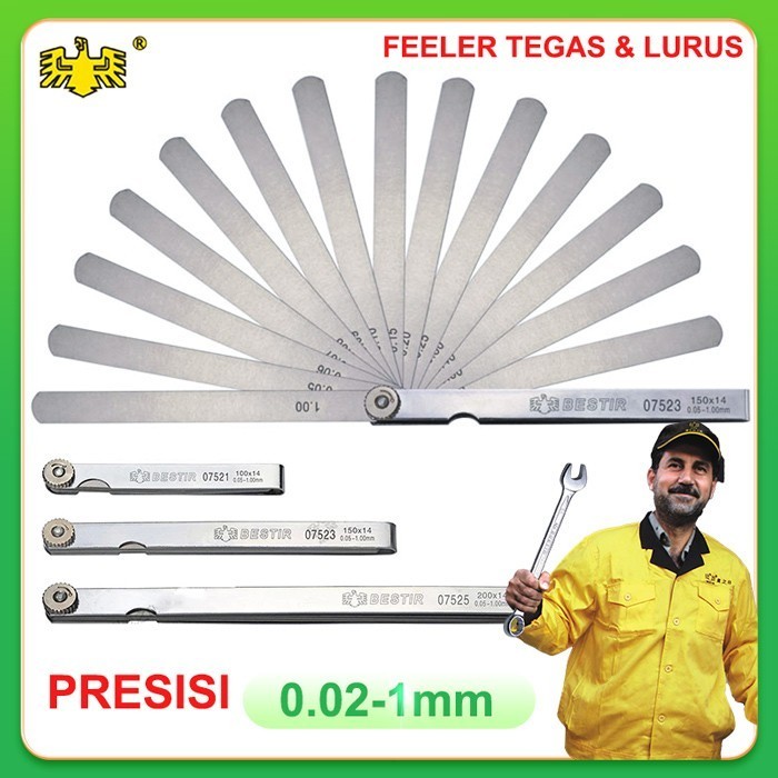 Tokaneit Fühlerlehren-Set 17 Blätter – 0,02–1,00 Mm Aus Edelstahl, Faltbar Für Ventilspiel & Spaltmaß-Prüfung