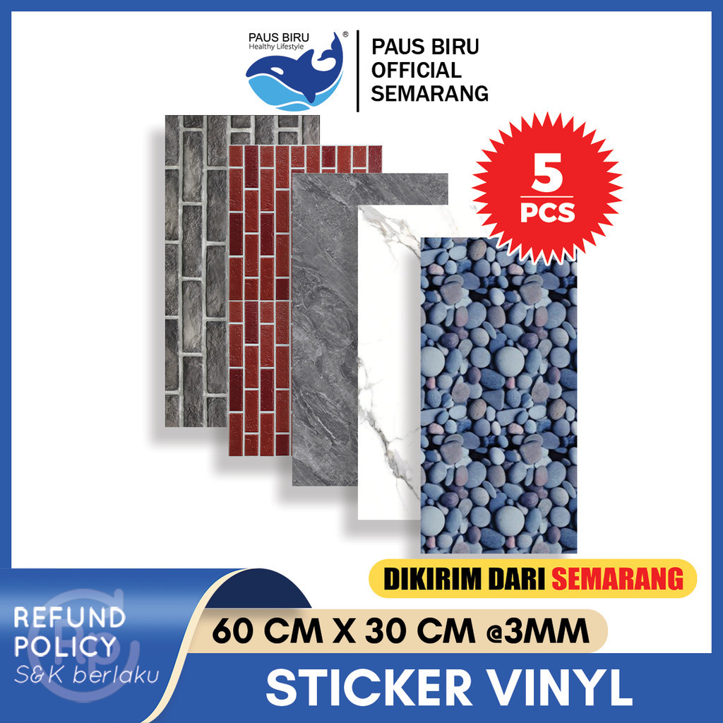 Jual Paus Biru - PAKET ISI 5 LEMBAR !! Wallpaper Dinding VINYL Marble ...