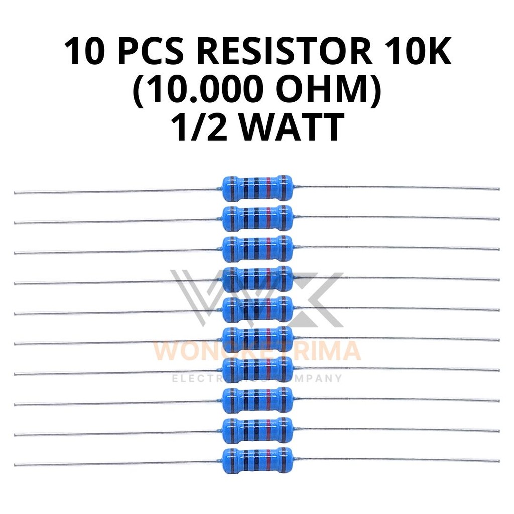 Jual 10 PCS RESISTOR 10K 10KILO 10KOHM 10.000 OHM 1/2 WATT | Shopee ...