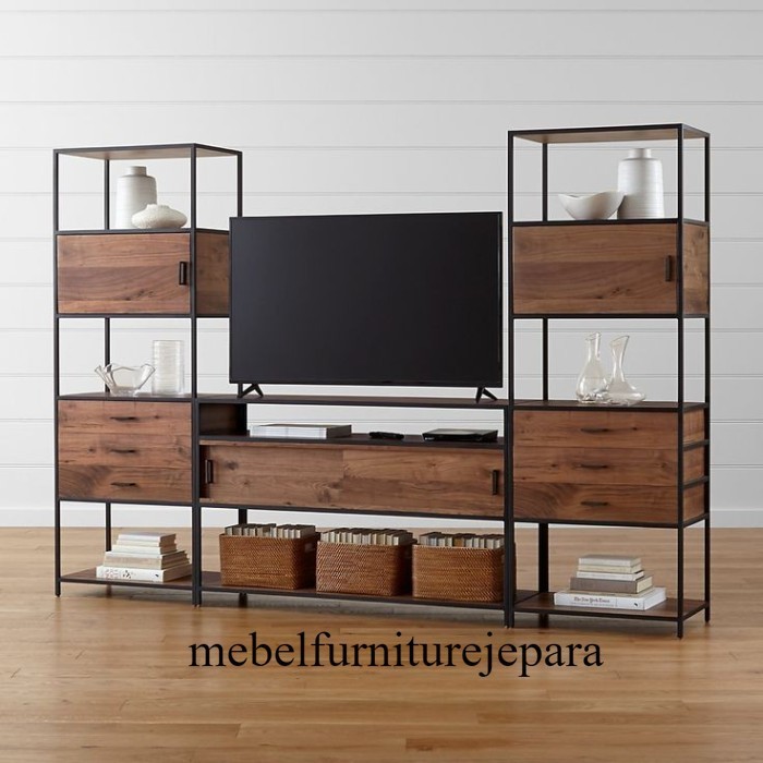 Jual Rak Tv Industri - Cabinet Tv Jati Mix Besi | Shopee Indonesia
