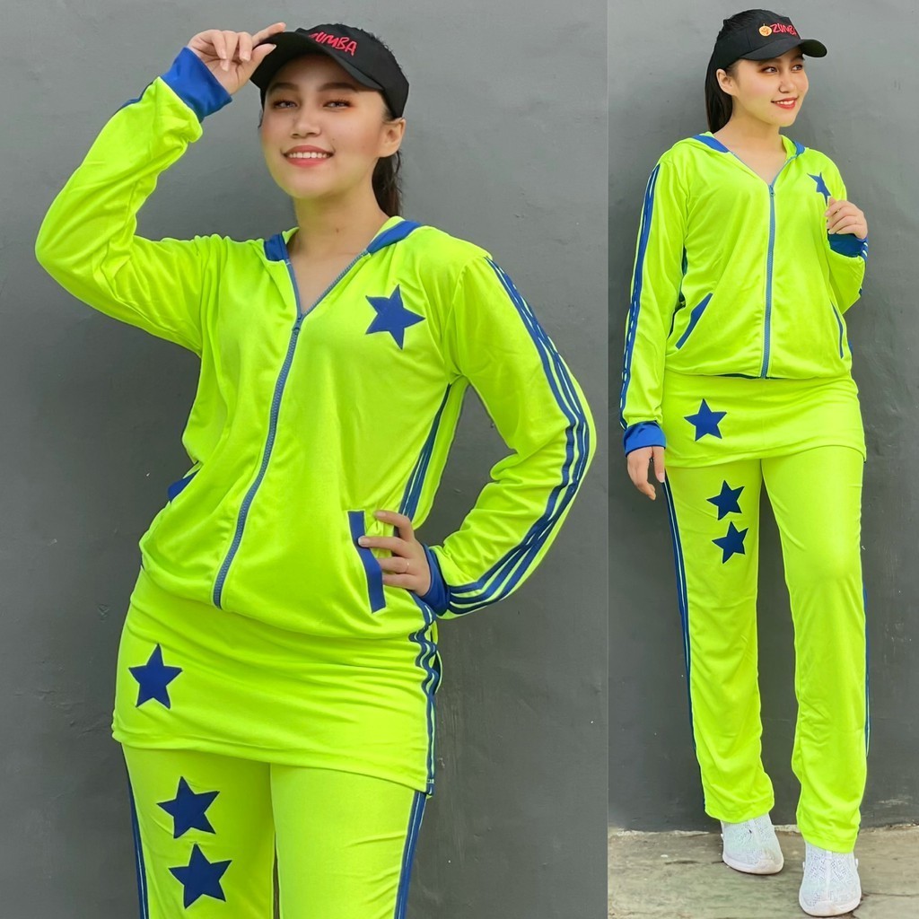 Jual Stelan Baju Senam Aerobic Lapangan Zumba Olahraga Panjang Hijab