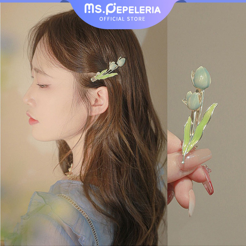 Jual Elegan Tulip Jepit Rambut Musim Dingin Poni Samping Hairclip Ins ...