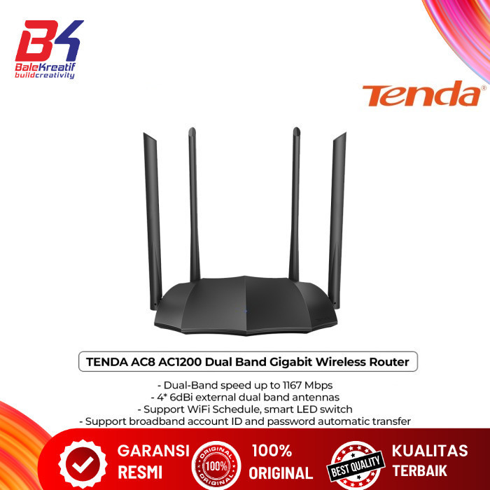Jual TENDA AC8 AC1200 Dual Band Gigabit Wireless Router | Shopee Indonesia