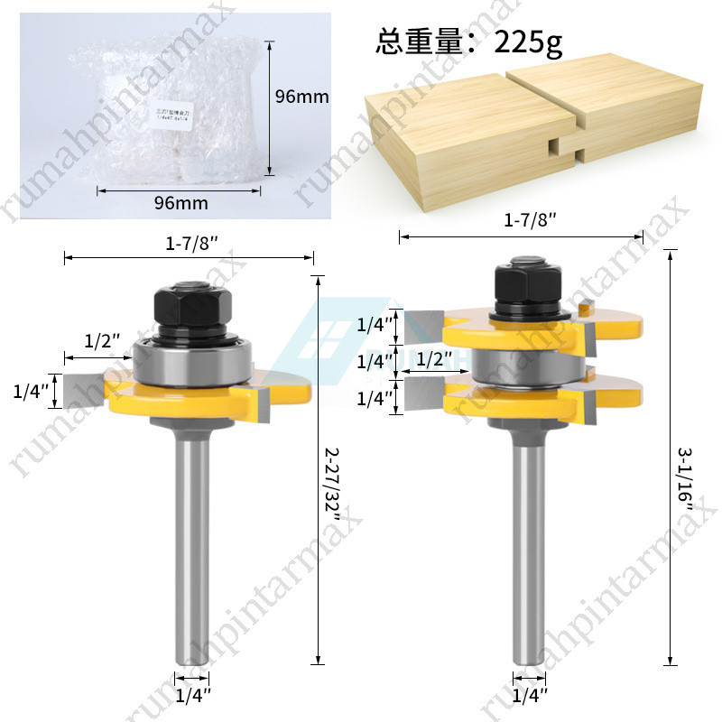 Jual 1/4 MATA ROUTER PROFIL SAMBUNGAN KAYU PANEL PINTU SLOT SET TONGUE ...
