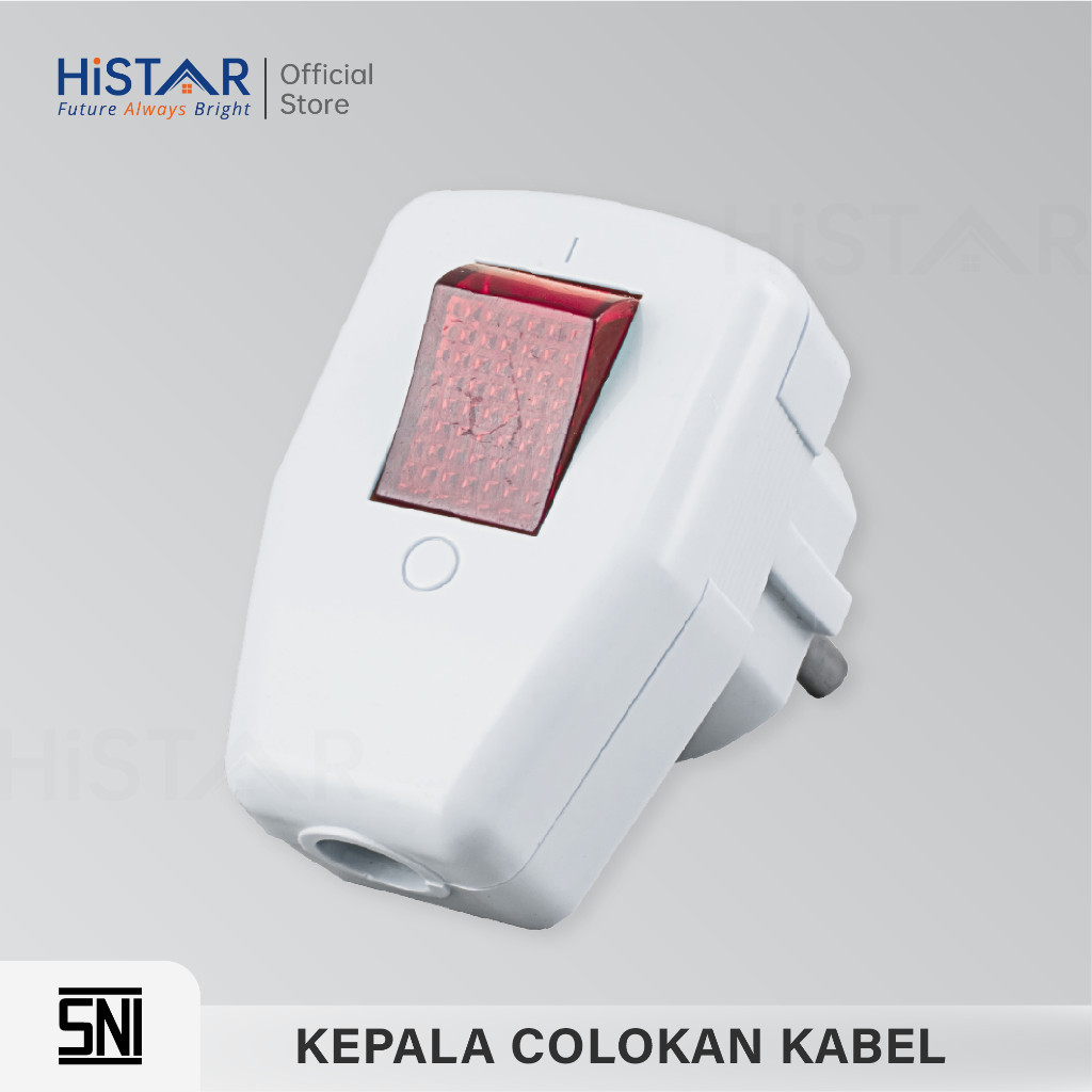 Jual HiSTAR Steker Kepala Colokan Listrik On Off Putih ADJ101C 10A/250V ...