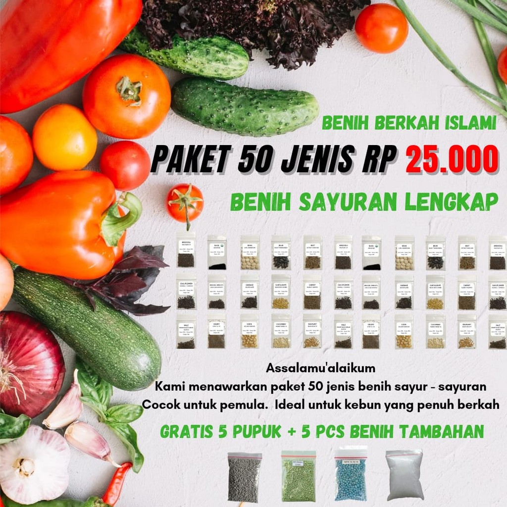 Paket Jumbo 50 Benih SayuranBuah– Berkualitas Hemat, & Lengkap