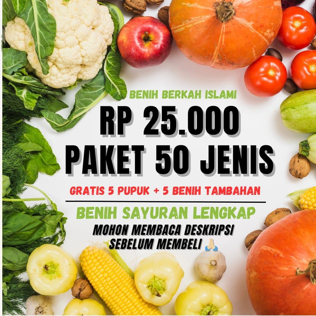 Paket 50 Jenis Benih Sayuran Lengkap untuk Kebun, Hidroponik, dan Pot Cepat Tumbuh