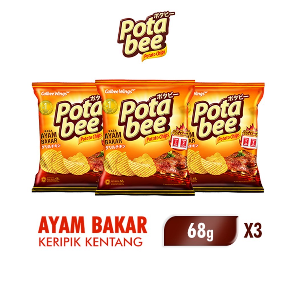 Jual Potabee Keripik Kentang Ayam Bakar 68 gr x3 | Shopee Indonesia