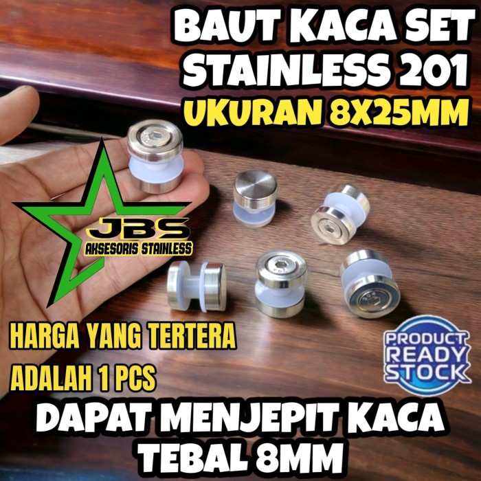 Jual KC27 BAUT KACA SET M8X25 - STAINLESS 201 - BAUT PENJEPIT KACA ...