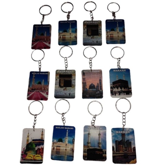 Jual ISI 12 PCS GANTUNGAN KUNCI MAKKAH MADINAH AKRILIK KA'BAH OLEH OLEH ...