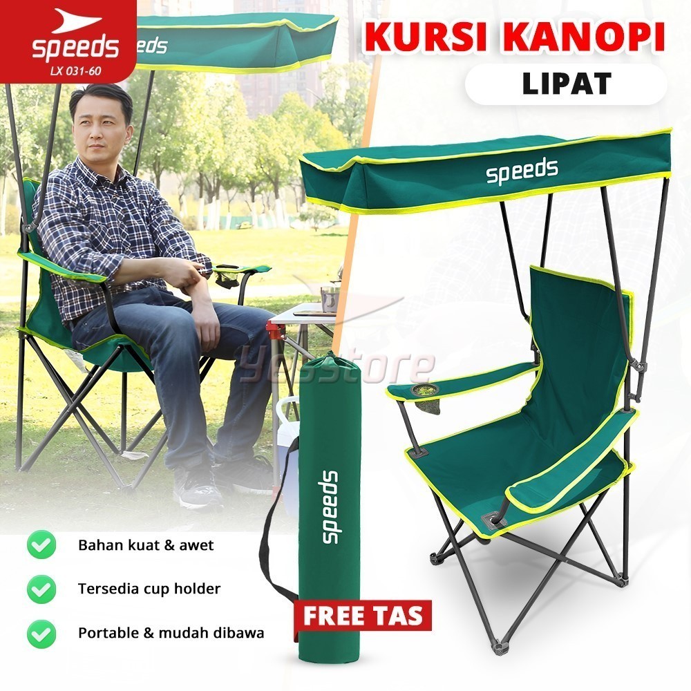 2-Pack Camping Chairs With Canopy - Portable Folding Chair With Sun Shade, 600D Oxford, Holds 300 Lbs