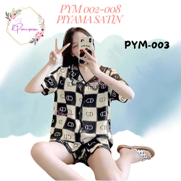 Pym 002 8 Piyama Wanita Satin Baju Tidur Wanita Satin Setelan Celana Pendek Satin