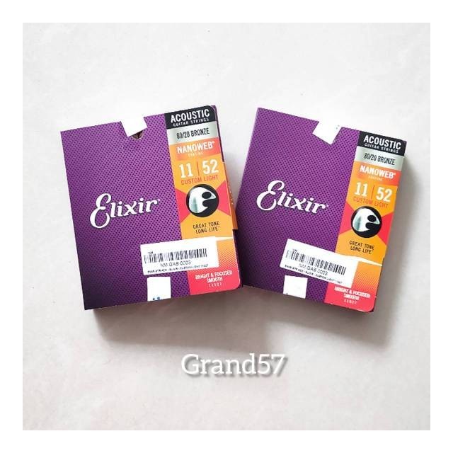 Jual Senar Gitar Akustik Elixir 8020 Bronze Nanoweb 1152 Elixir 11027 ...