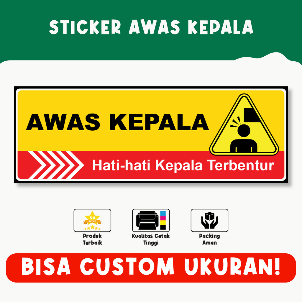 Jual Sticker Awas Kepala – Tanda Peringatan Hati-hati Kepala Terbentur ...