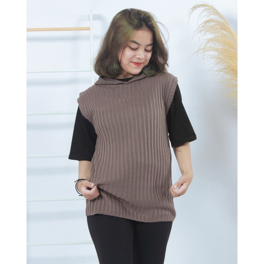 Jual Atasan Wanita Rompi Rajut CHOKKI Hoody Vest | Shopee Indonesia