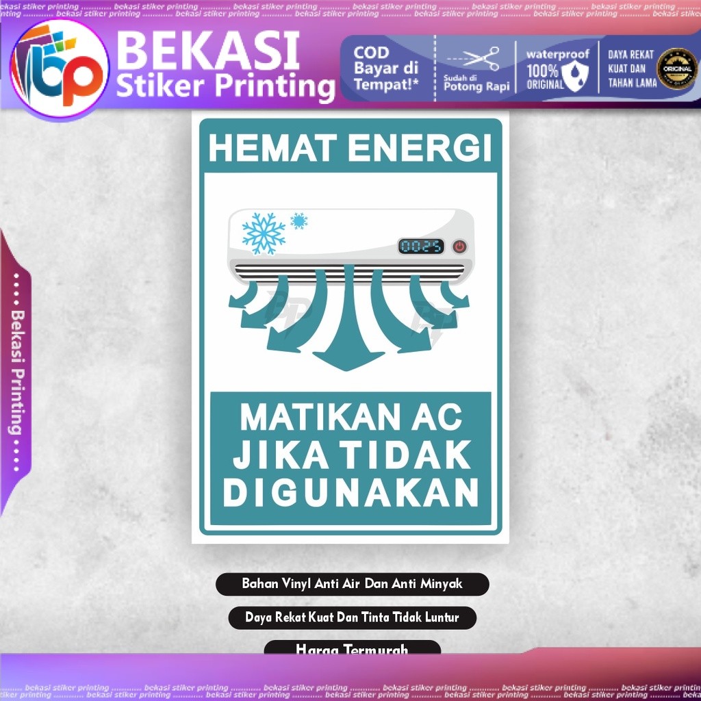 Jual Stiker Harap matikan ac Stiker matikan ac stiker ac stiker hemat ...