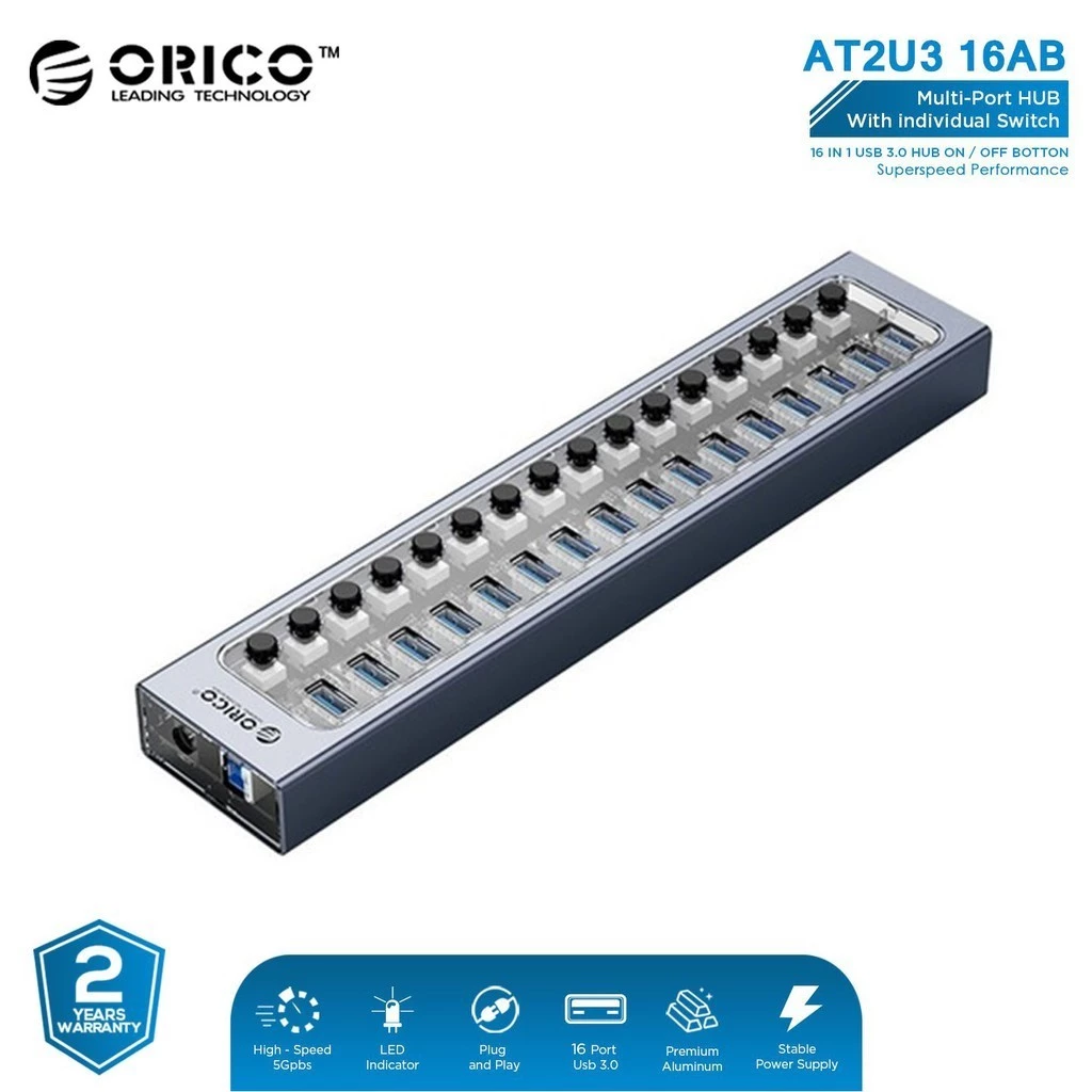 ORICO 16 Port USB Hub With Individual Switches - AT2U3-16AB