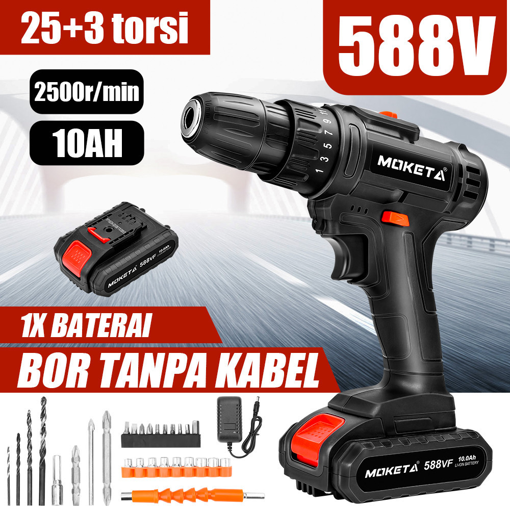 Jual Moketa Bor baterai 588VF / Bor Tanpa Kabel / Bor Listrik / Bor ...