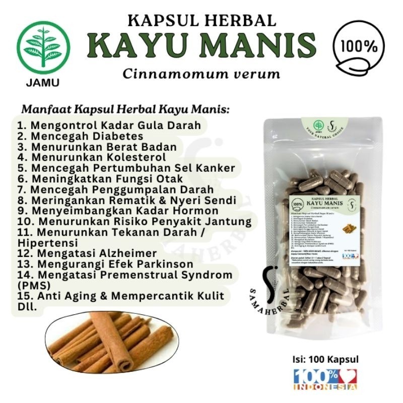 Jual ISI 100 KAPSUL HERBAL KAYU MANIS Untuk Diabetes - SAMAHERBAL ...