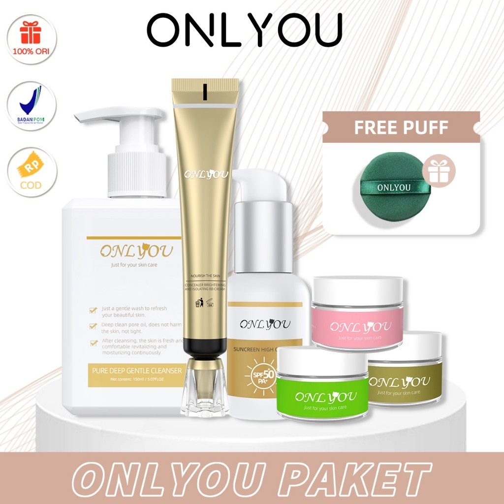 Jual ONLYOU 7PCS PAKET / ONLYOU Foundation pelembab Waterproof + SPF 50 ...