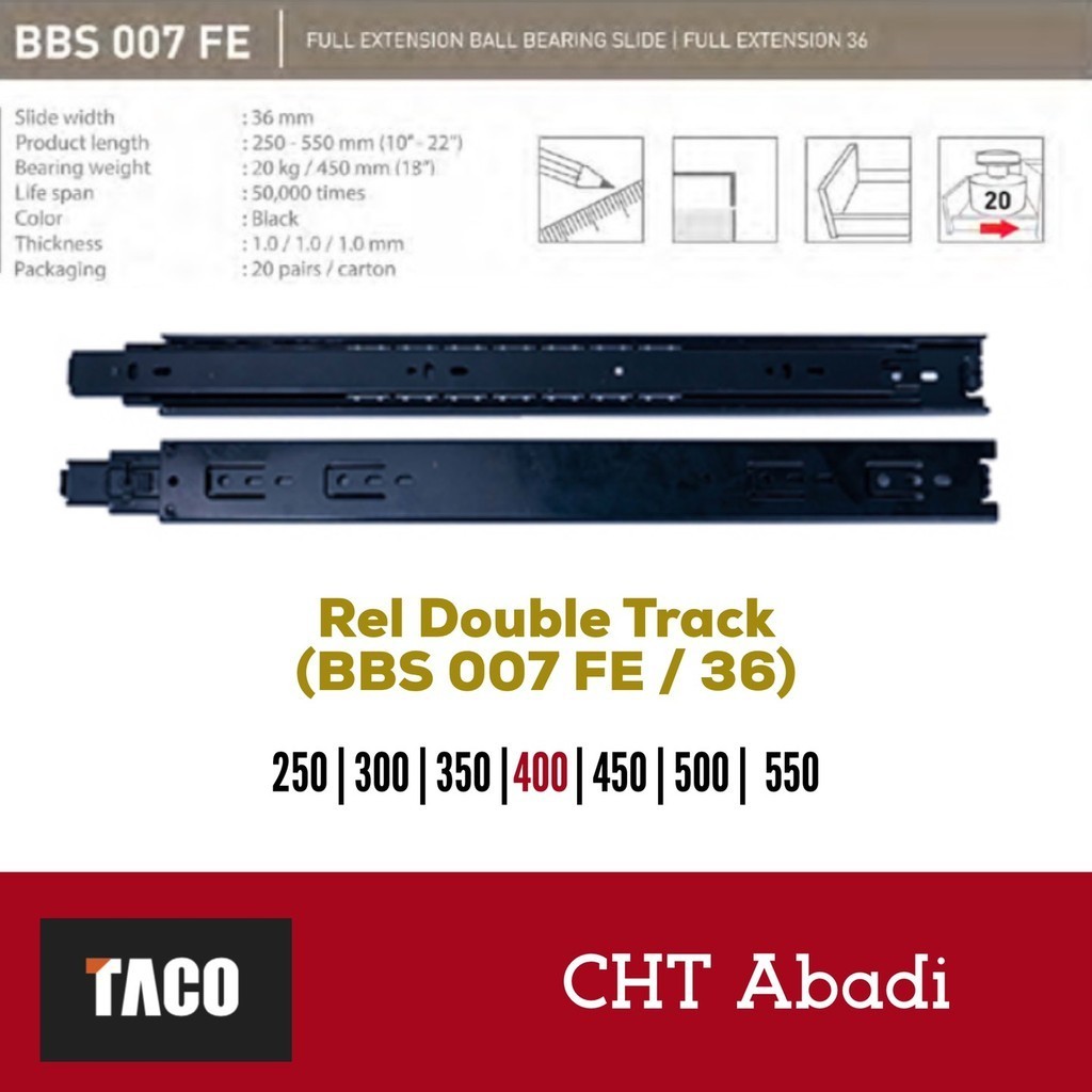 Jual Rel laci taco double track BBS 007 FE / 36 - 400mm | Shopee Indonesia