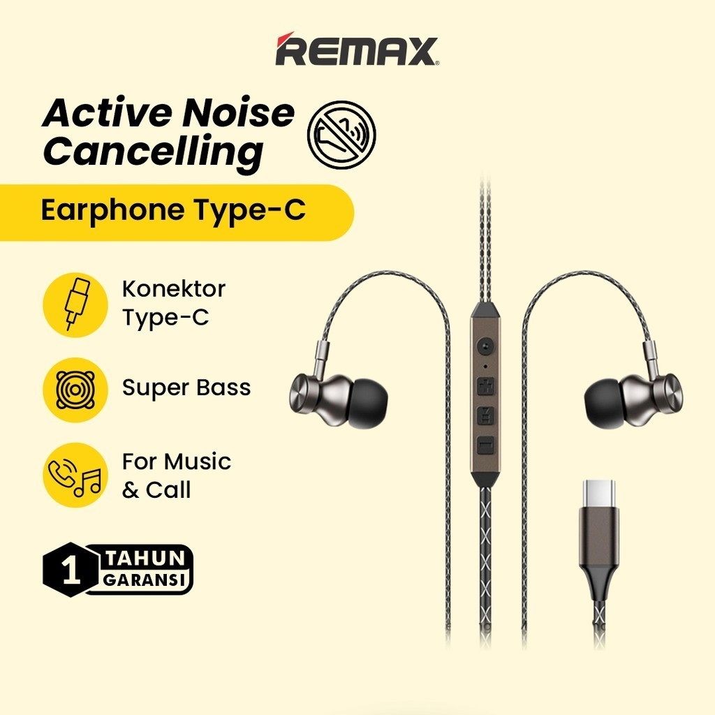 Jual Remax Earphone Type C Metal RM-760A Active Noice Cancelling ...