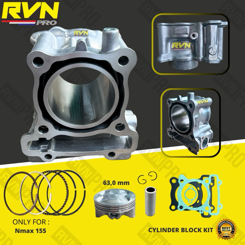 Jual RVN CYLINDER BLOK SEHER BORING KOMPLIT BORE UP NMAX AEROX VIXION R ...