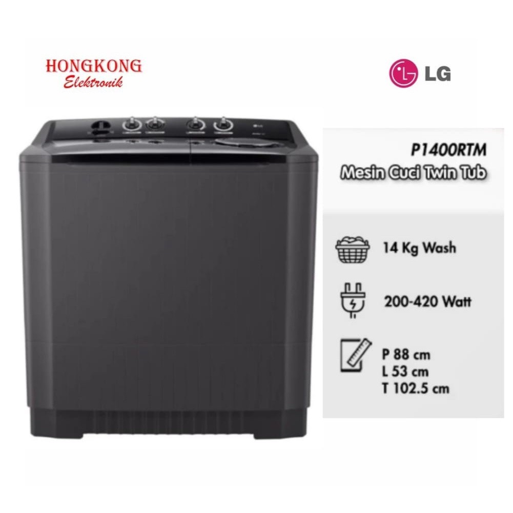 Jual LG P1400RTM Mesin Cuci 2 Tabung 14 KG - Twin Tub Dua Tabung ...