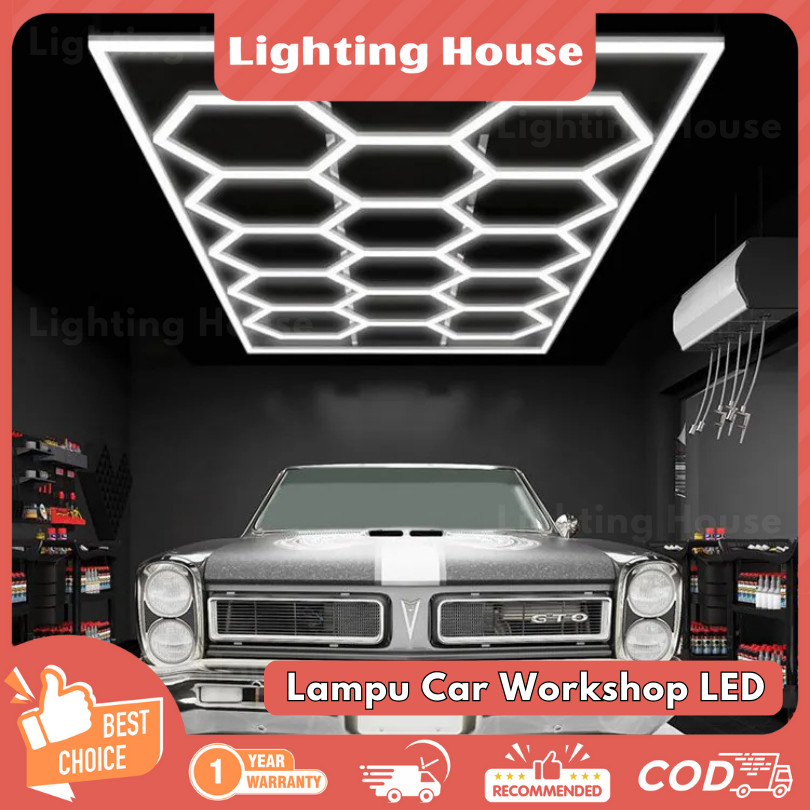 Lighting House(Garansi 1 Tahun) Lampu Garasi LED Cahaya Putih 672W Lampu Car Workshop Lampu Kantor Lampu Cuci Mobile Honey Comb DIY Ceiling Hexagon Lights LH