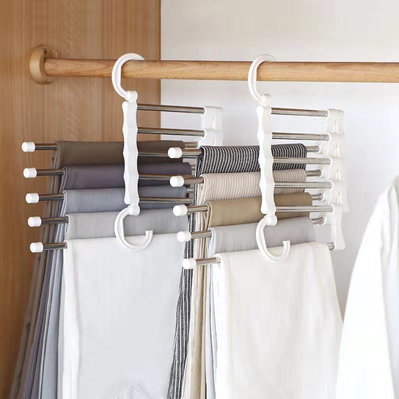 Jual Three-dimensional 5-in-1 stainless steel trousers rack bedroom ...