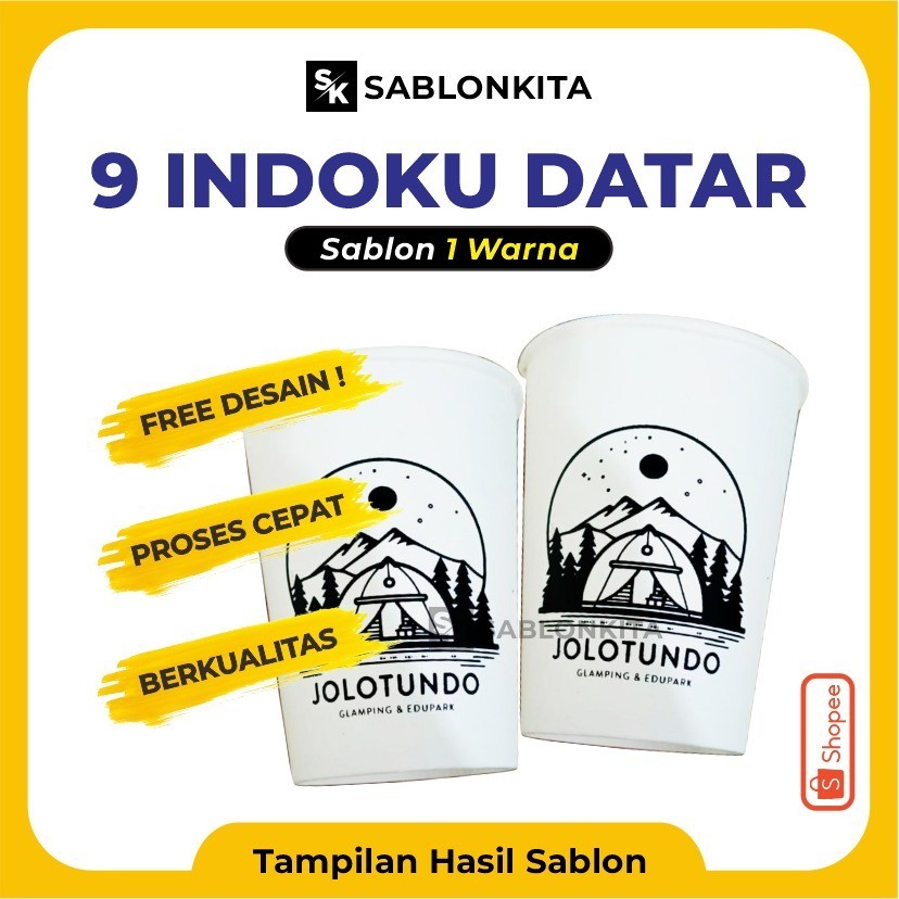 Jual [[ SABLON PAPER CUP ]] DATAR 9 OZ INDOKU 4 gr Kertas Gelas Bening ...