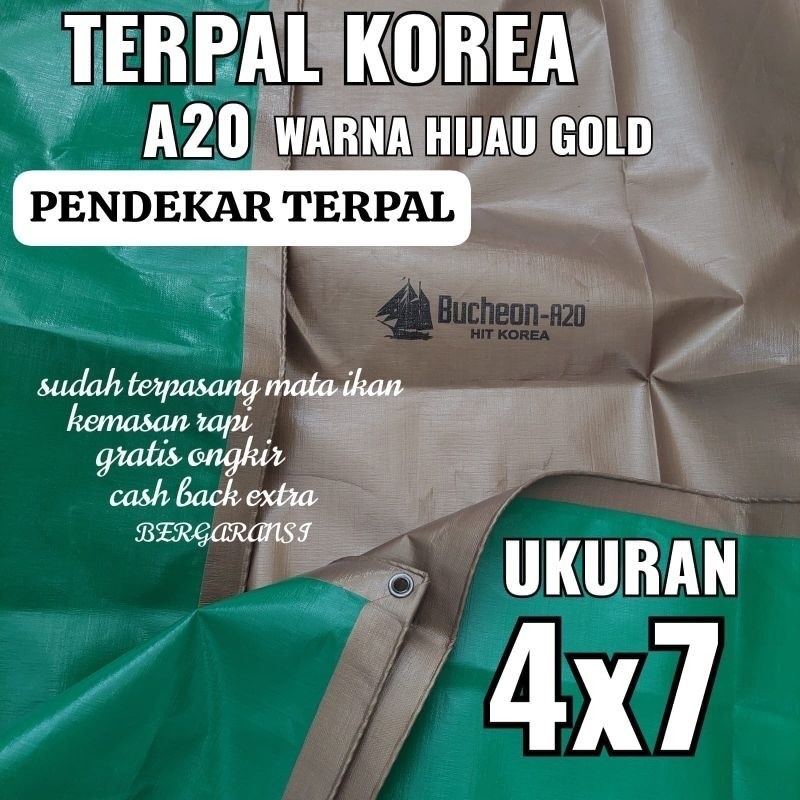 Jual TERPAL LEMBARAN KOREA A20 WARNA HIJAU GOLD UKURAN 4X7 METER ANTI ...