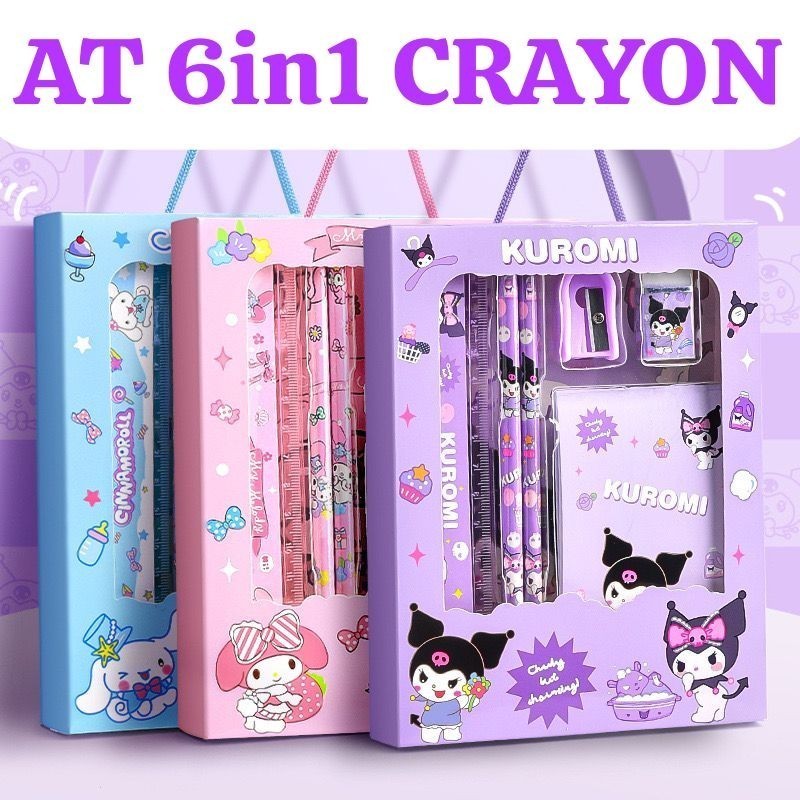 Jual SM PENSIL SET SANRIO KUROMI CHINAMOROL MELODY - SET ALAT TULIS 6 ...