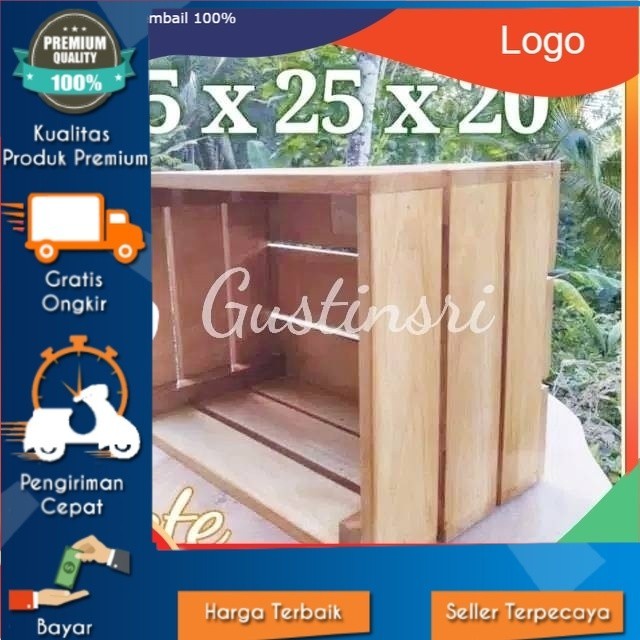 Jual WOODEN CRATE 35X25X20 WOOD BOX PETI KAYU KOTAK KAYU DEKORASI