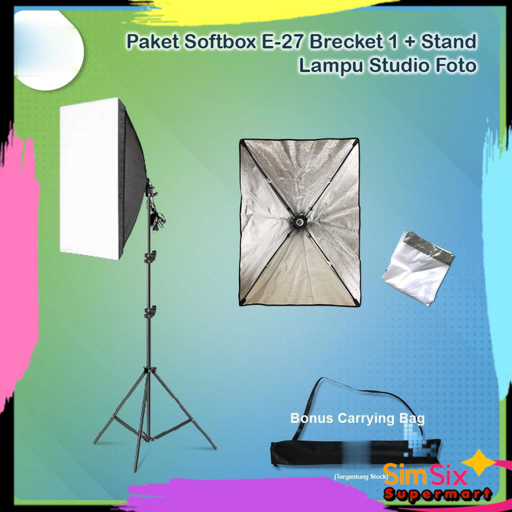 Jual Paket Softbox E-27 Bracket 1 + Stand | Lampu Studio Foto | Shopee ...