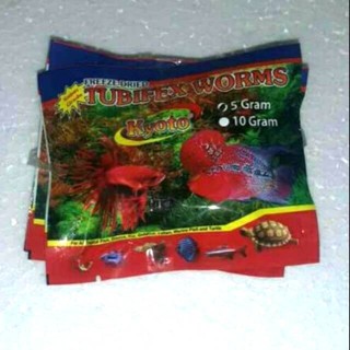 Jual Cacing kering / tubifex worm 5gr. Pakan ikan hias. Mudah dan ...