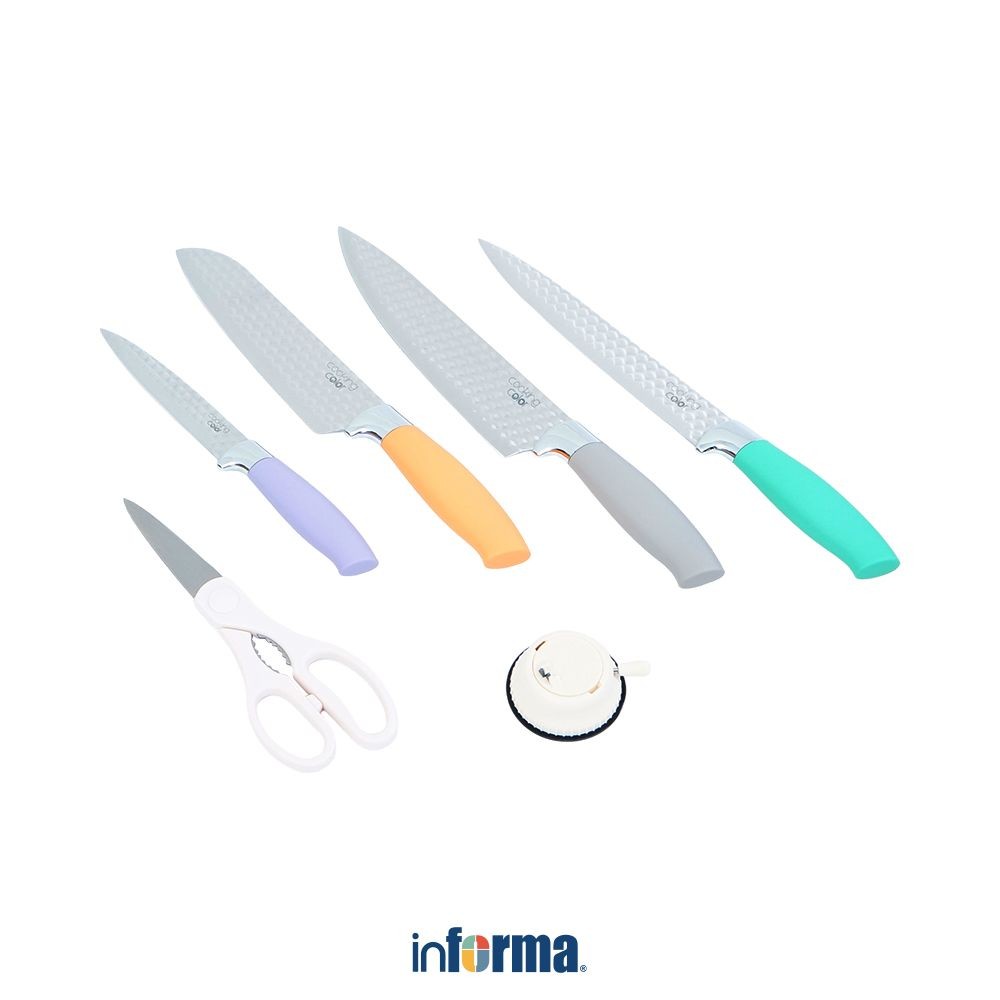Jual Informa Cooking Color Mavis Pisau Dapur Dengan Pengasah Pisau Set ...