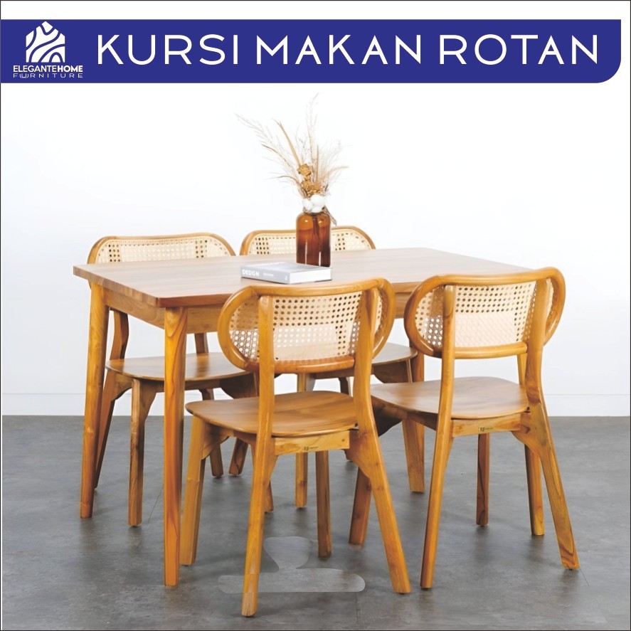 Jual meja makan minimalis meja makan rotan 4 kursi | Shopee Indonesia