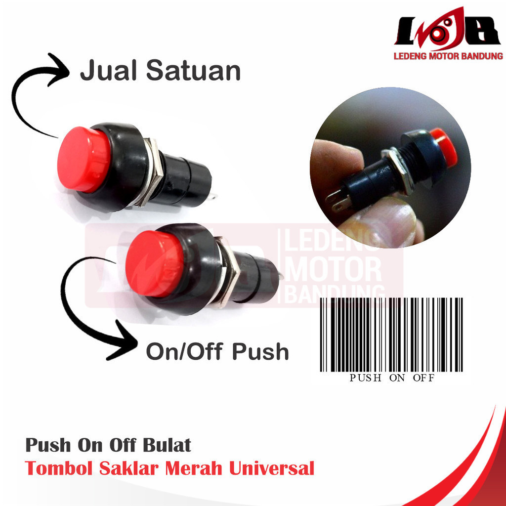 Jual Saklar On Off Push Switch 2 Pin Bulat Tombol Lampu Motor Universal ...