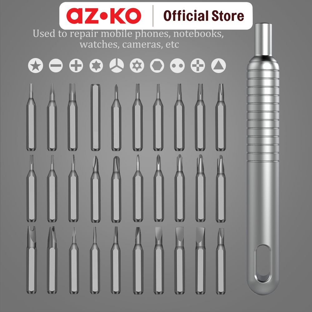 Jual AZKO Maxbuilt Set 31 Pcs Obeng Presisi - Abu-Abu Screwdriver Alat ...