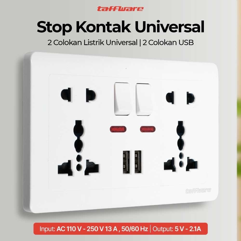 Jual Stop Kontak Universal UK EU US 2 Slot 2 USB On/Off Switch | Shopee ...