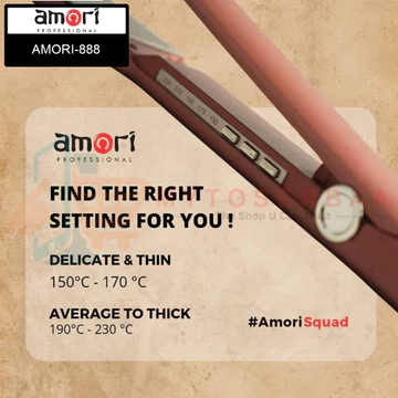 AMORI 888 Catokan Rambut Plat Lebar (Wide Plate Super Smooth Titanium Ionic Plate) MY