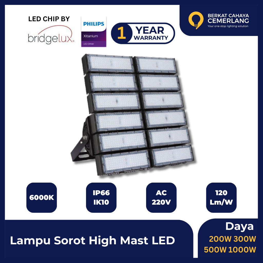 Jual Lampu High Mast LED 200W 300W 500W 1000W Tower Stadion Lapangan ...