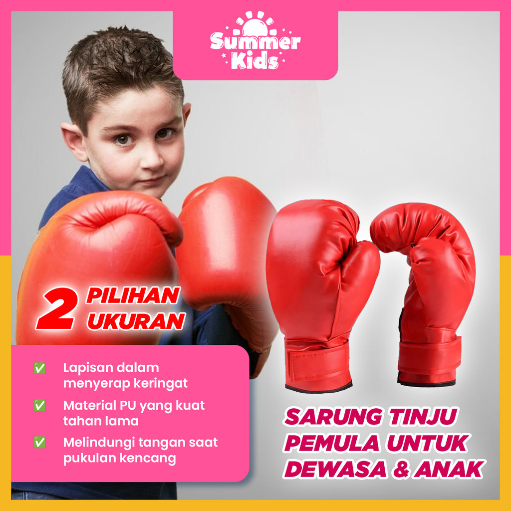 Jual Sarung Tinju Samsak Anak Polos Material PU Boxing Gloves Set ...