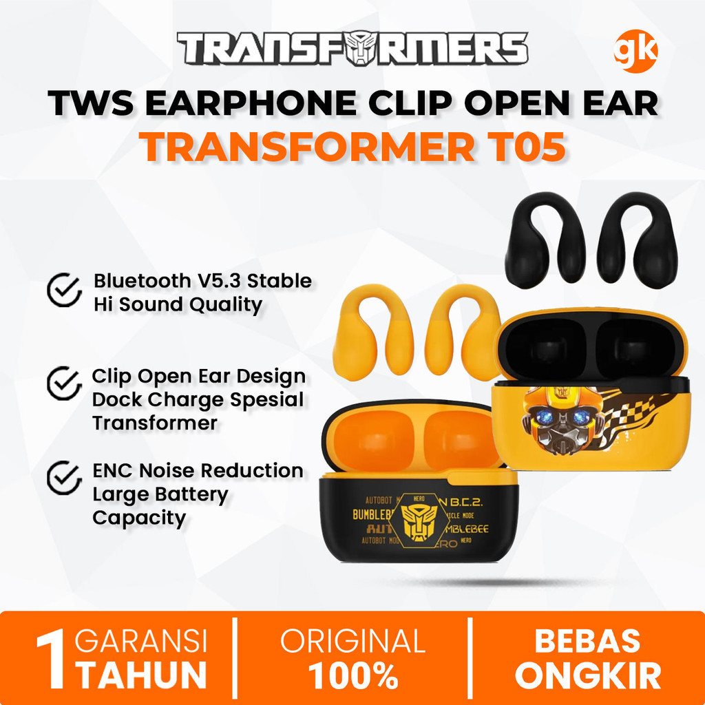 Jual TRANSFORMERS T05 TWS Earphone Bluetooth Wireless Clip Open Ear ...