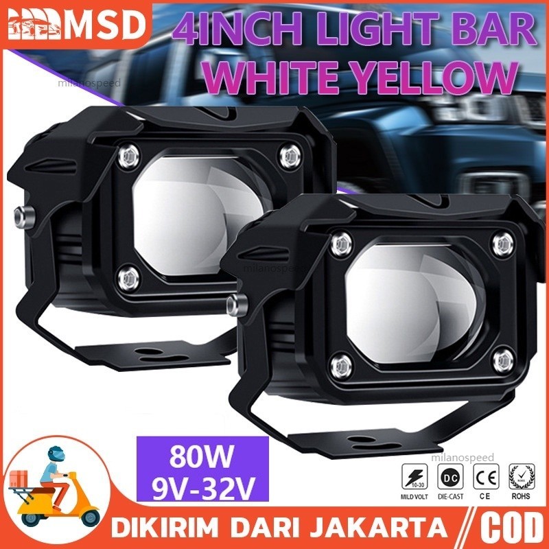 lampu tembak led 4d laser d6k kotak 2 warna high low hi loo jauh dekat