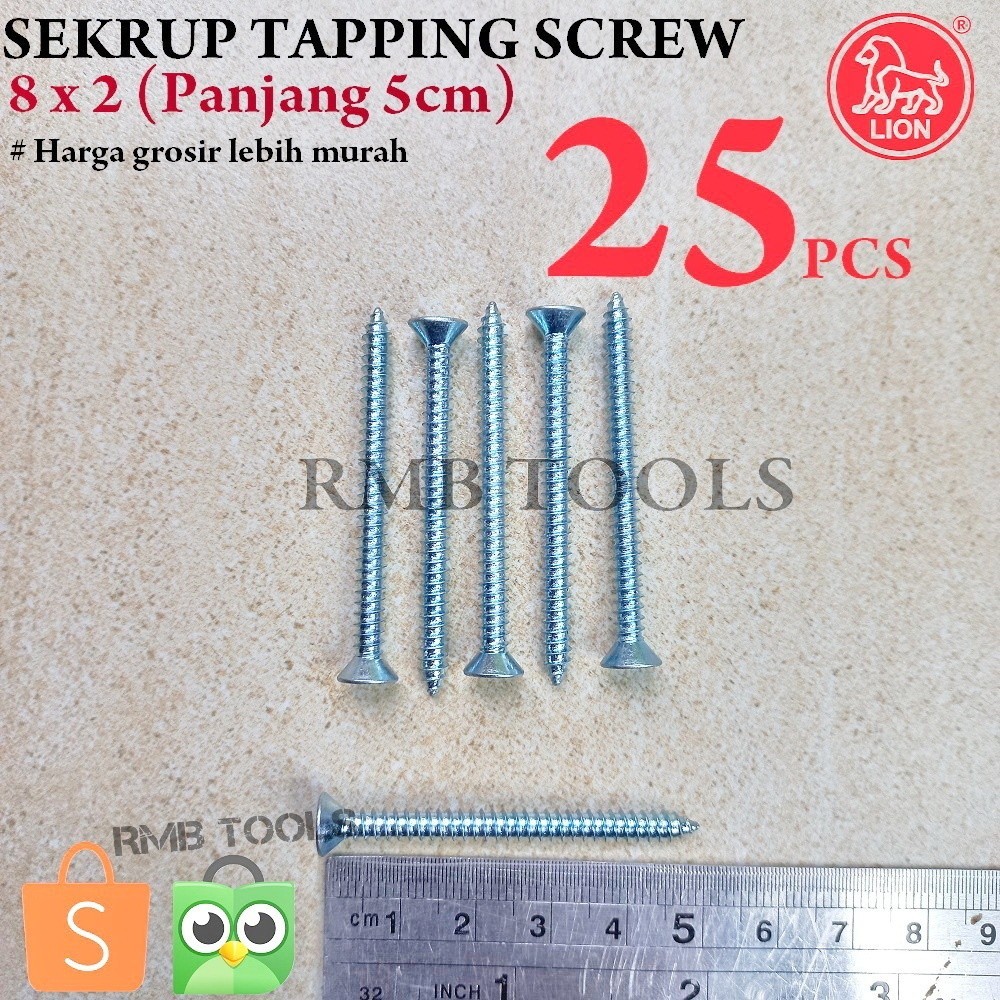 Jual 8x2 Sekrup Tapping FH Verseng Panjang 5cm 8 / Skrup Tapping FH ...