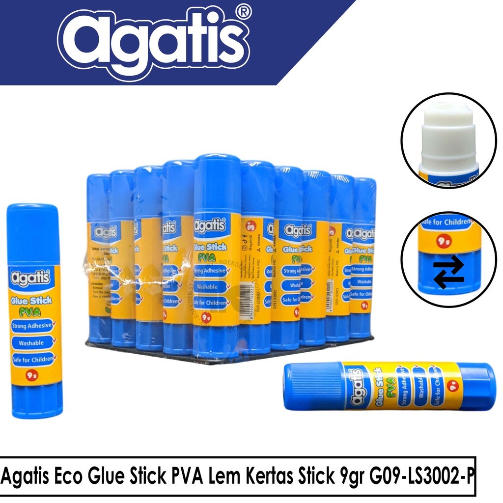 Jual Agatis Eco Glue Stick PVA Lem Kertas Stick 9gr G09-LS3002-P ...